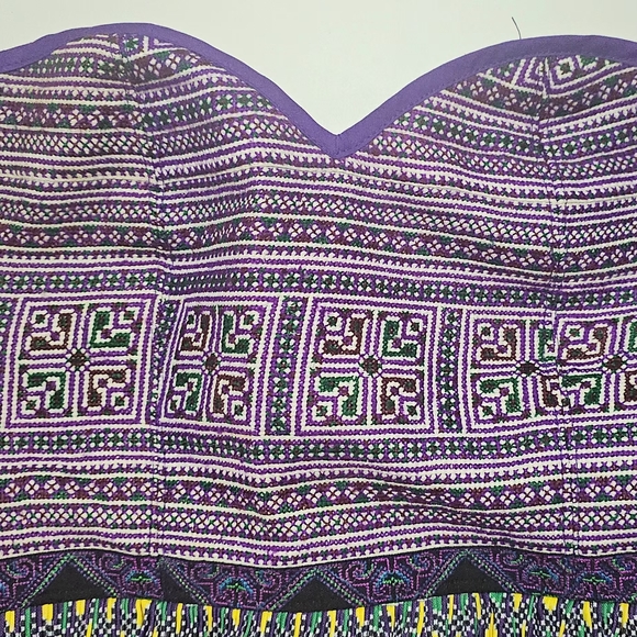 Hmong Pattern Colorful Strapless With Ruffle Flare Top - Picture 3 of 4